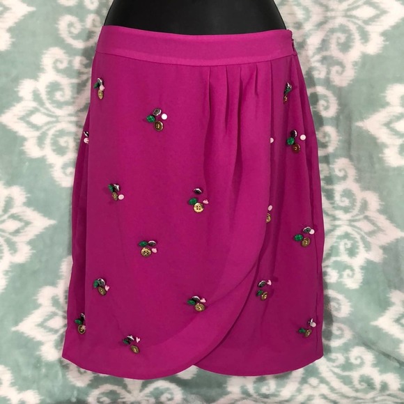 Anthropology Fei Pink Button Tulip Skirt Size 0 - Picture 1 of 8